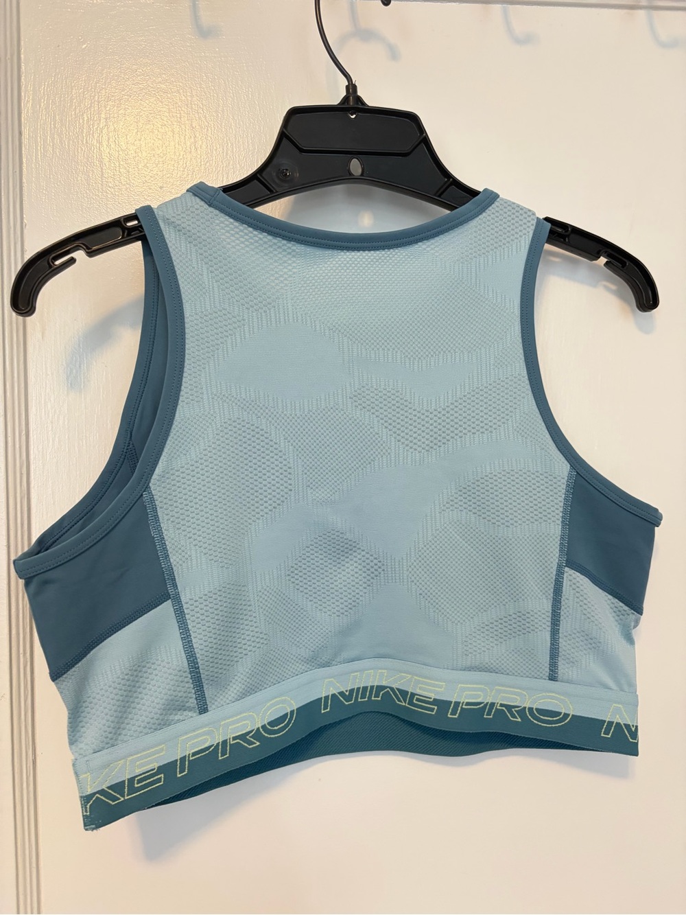 Nike Light Teal Sports Bra Tank with Yellow Swoosh - Picture 2 of 4